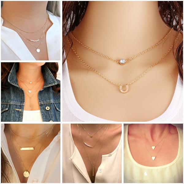 New Gold Fatima Hand Multilayer Hammer Chain Lariat Bar Necklace Long Strip Pendant Necklace Collar Joyeria Collier Women Jhs018