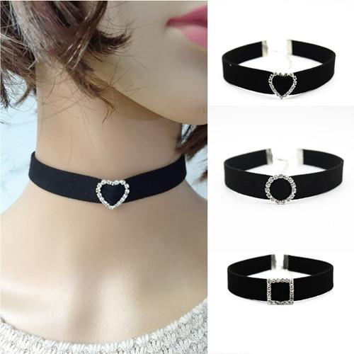 New Design Choker Necklace Fashion Coloured Diamond Clavicle Necklace Velvet Strip Necklace Free Shipping