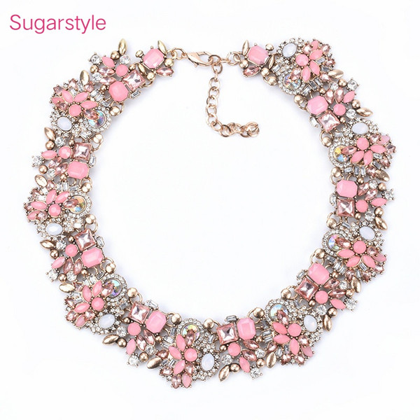 2018 new European and American fashion fan beautiful creative sautoir crystal gem dazzle colour clavicle chain