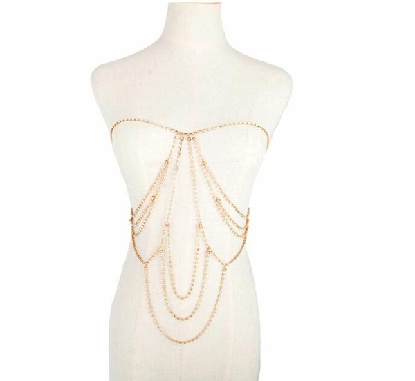 blingbling wholesale Sexy Diamond jewelry Water drill claw chain body chain sexy bikini bra necklace Nightclub diamond top breast chain
