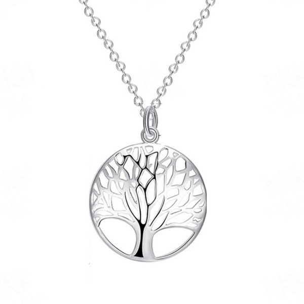 2019 new arrival European and American fashion women Tree of Life Pendant Silver Plated Necklace Packaged for sale