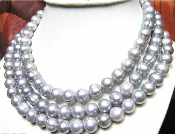 HOT HUGE A+ 12-13MM South Sea Gray Pearl Necklace 50