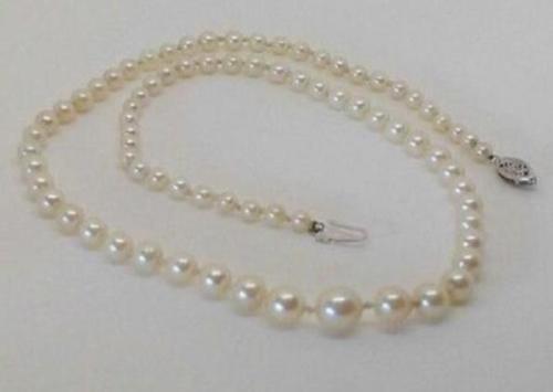 collection Vintage natural 9-10mm 14K White Gold south sea Pearl Necklace 18 In