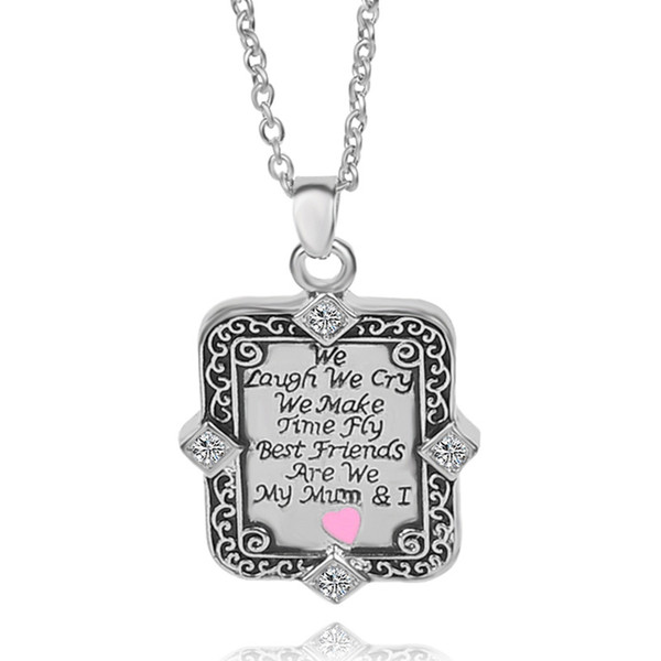 Crystal Best friend best Mum love heart pendant necklace for women Mother's Day Gift jewelry 161238