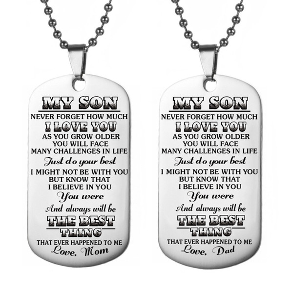 My Son My Daughter Necklace Keychain Love Dad Love Mom Stainless Steel Dog Tag Necklaces Key chain Pendants Jewelry Will and Sandy Drop Ship