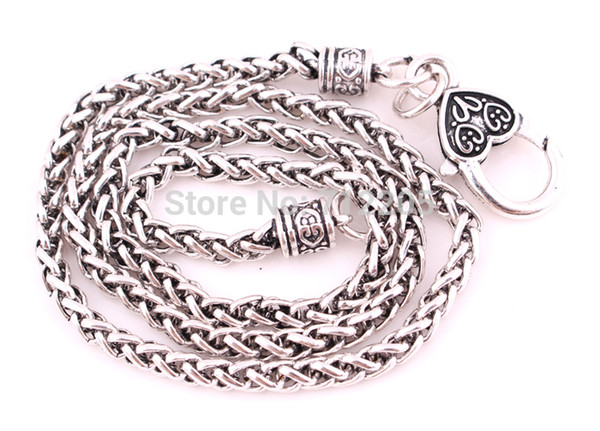 New Arrival Free ship Lobster Claw Wheat Link Necklace Chain with Large Clasp with two-tone silver wheat links Necklaces Chains