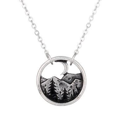 good quality camping jewelry Outdoor Jewelry Gifts Lovely round pendant Pine Tree necklace under the mountain