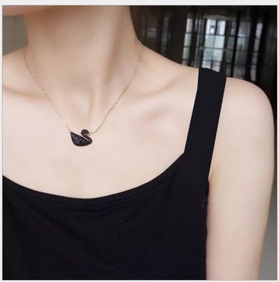 925 Sterling Silver Chain Necklace Short Necklace Elegant Swan Pendant Clavicle Chain Crystal Diamond Zircon Statement Necklaces Women Gift