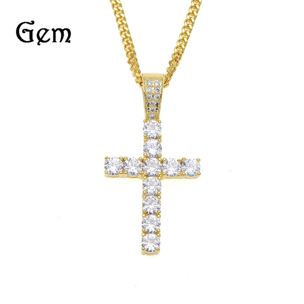 Hip Hop Men Women New Inlaid AAA Zircon Cross Jesus Pendants Necklace Rock Nightclub Jewelry#HOP