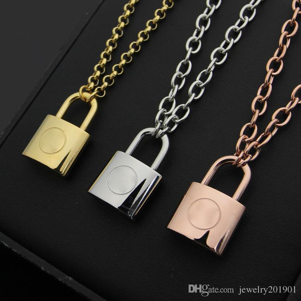 High quality 316L stainless steel V letter lock crude Necklace Fashion love necklace Never fade wholesale cheap price brand jewelry