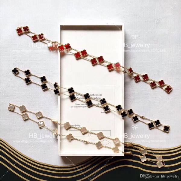 High version 20 Four Leaf Flower Sweater chain for lady Design Women Party Wedding Luxury Jewelry.Genuine Bracelet button