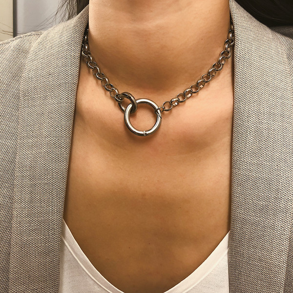 Simple cross chain two rings interlocking item decoration female personality single layer hyperbole circle sweater chain