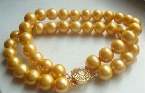 pearl jewellry 2row noblest 9-10mm golden south sea pearl bracelet 14K 6-8inches