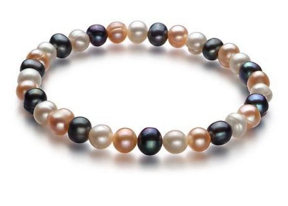 AAA 10-12mm Tahitan Mixed Color Pearl Bracelet 7.5inch 14k Gold Clasp