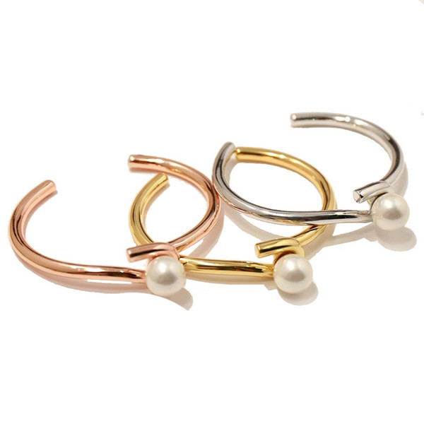 luxury designer bangles women fashion bracelet Elegant White Pearl bangle bracelet jewelry