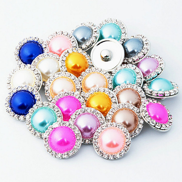 Chunks 18mm Ginger Snaps Crystal rhinestone faux Pearl Charm DIY Jewelry Fit Snap Button bracelet Necklace Jewelry in Bulk wholesale