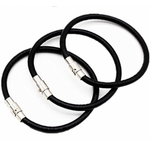 10PCS/lot Fashion Fashion Men's Stainless Steel Clasp Black Real Leather Charms Bracelets Jewelry DIY