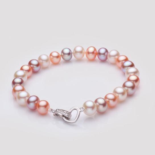 7-8mm Natural Freshwater Pearl Bracelet 925 silver clasp