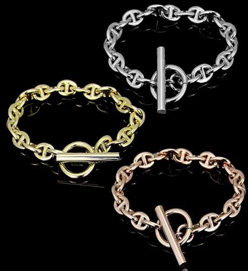 H chain style bracelets 3 colors free shipping with box and dust bag