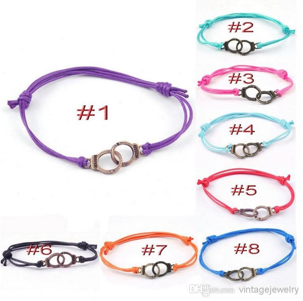 hot selling personalized handcuffs adjustable braided bracelet alloy bracelet wholesale K3604