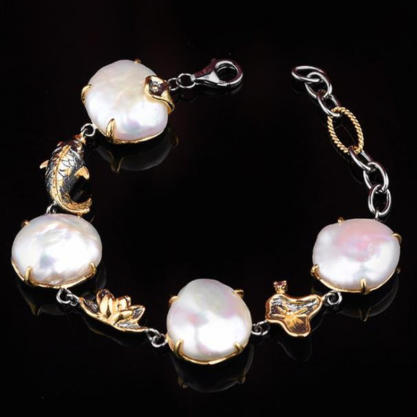 2018 new creative bracelet natural pearl high-end custom jewelry 925 sterling silver women jewelry size 18cm