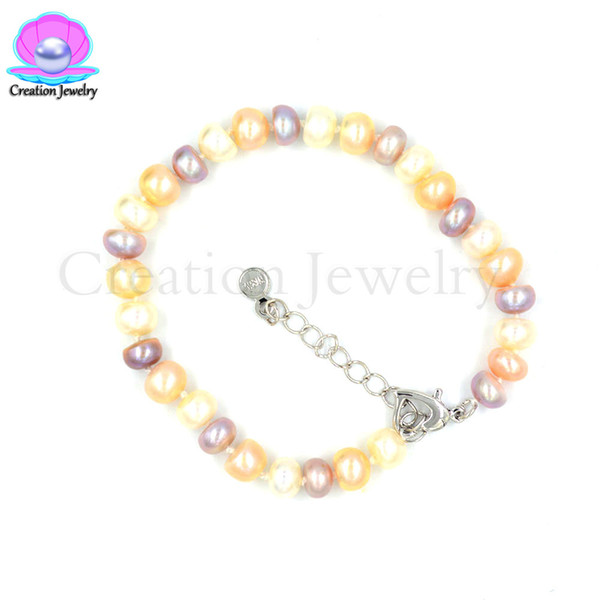 8 Inches Fashion Freshwater Pearls Bracelet Birthday Wedding Party Women Kids Girlfriend Gifts Adjustable Extenable Hand Chain