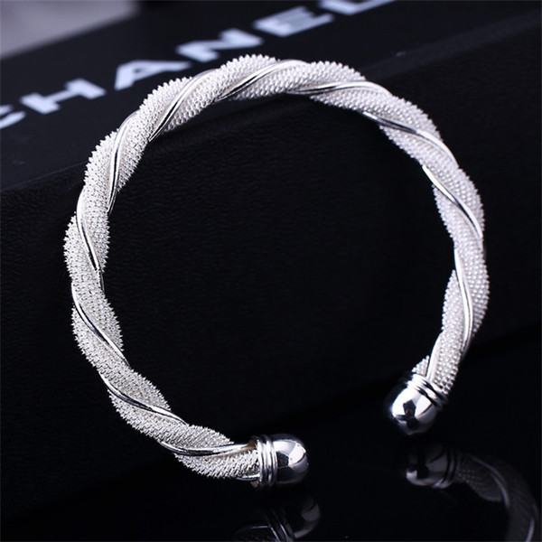 Women Men Reticular Weave Handcuff Bracelet Luxury Designer Environmental Friendly Alloy Top Quality Sterling Silver Bracelets 3 9jh ff