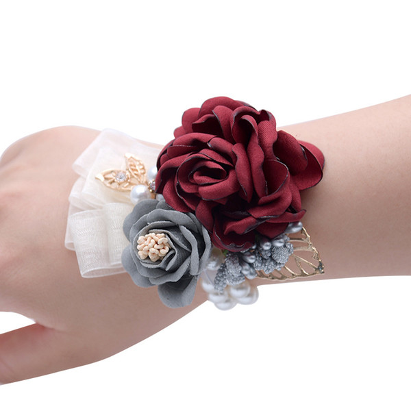 Beautiful fashion bride Wedding accessories wedding decorations flower Korean bride simulation flower bridesmaid wrist flower wholesale