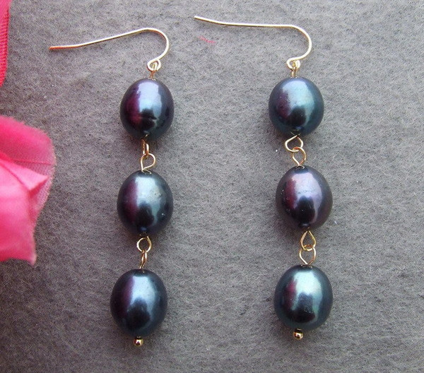 13mm Black Pearl Earrings