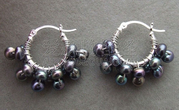 E113011 4MM Black Pearl Earrings-925 Silver Lever back