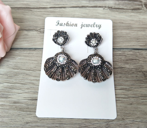 Fashion Earrings Antique Silver Color Pave Rhinestone Crystal Pearl Charm Dangle Earring for women Jewelry ER549