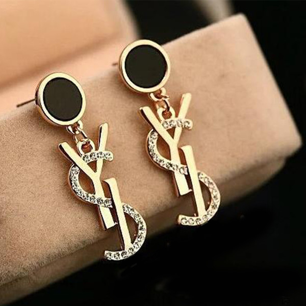 Luxury Brand Rhinestone Letters Stud Earring Women Designer Earring for Gift Party Brand Jewelry Accessories Fast Shipping