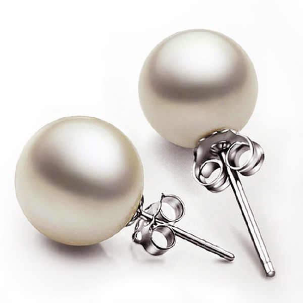 Hot 925 sterling silver pearl jewelry romantic charm simple 6/8/10 mm pearl ball earrings