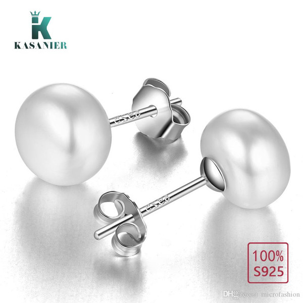 KASANIER 925 Sterling Silver Earrings 6mm Pearls 100% Natural Freshwater Pearl Earring for women Silver jewelry