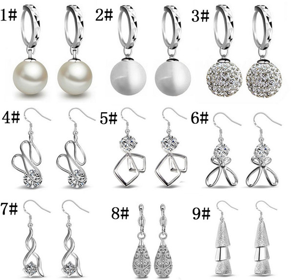 925 Silver Pearl Earrings For Women 925 Sterling Silver Fashion Jewelry High quality Crystal Wedding Earring For Ladies and Girl