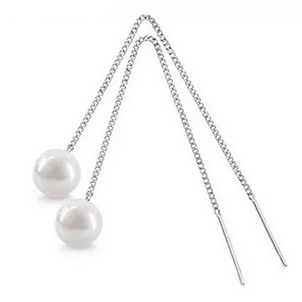 925 sterling silver bead natural double pearl earrings Korean women fashion tassel earrings Korean version earrings