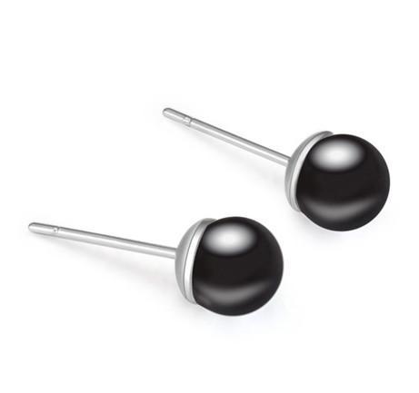 Earrings Studs Fashion Women High Quality Black & White Pearl Platinum Plated Stud Earrings Jewelry Wholesale Drop Shipping TER097