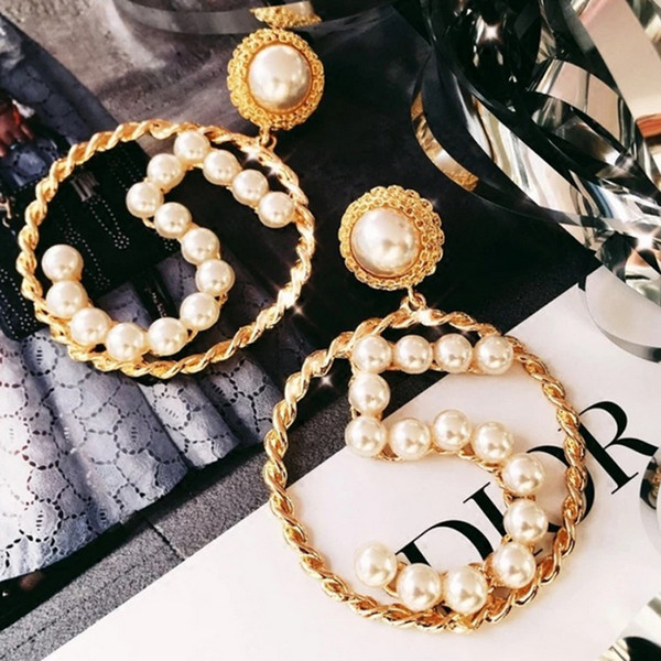 Women Brand Designer No5 Stud Earrings Pearl Luxury Designer Coco Statement Earring for Gift Party Famous Brand Jewelry