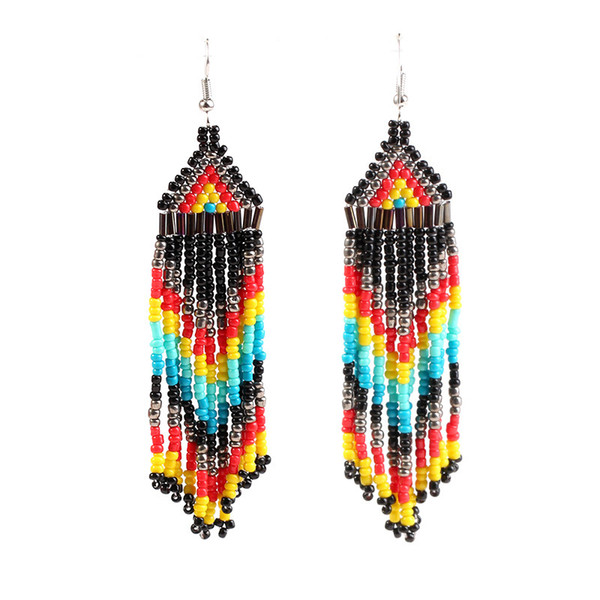 Free Shipping Factory Wholesale Europe and American Popular Jewelry Retro Bohemian National Style Earrings Long Tassel Mizhu Earrings