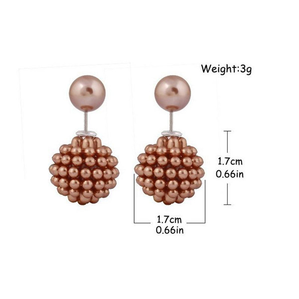 Hot Sale Stud Earrings Fashion Jewelry Round Ear Ring aros women double pearl Pearl earrings Multi-Color ear cartilage statement Ear studs