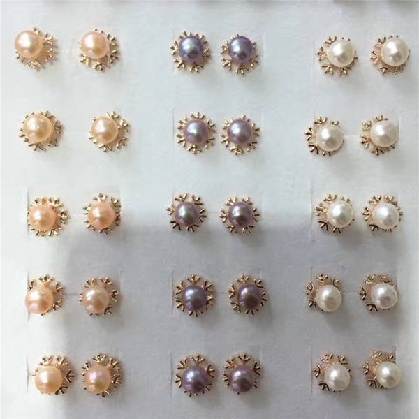 20 pcs/10 Pairs White Akoya Cultured Pearl 925 Silver Earring Stud Earring for Women Wholesale Jewelry free shipping