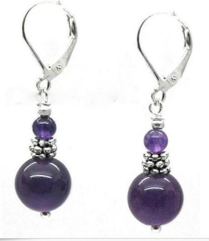 Beautiful Handmade Natural Amethyst Gemstone Leverback Dangle/Drop Earrings