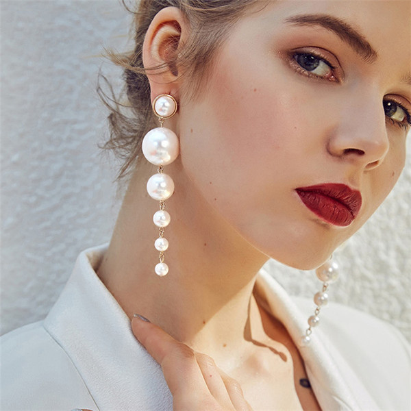 Simple Elegant Long Tassel Chandeliers Earrings for Women Gifts New Arrival Pearl Dangle Earrings Fashion Jewelry