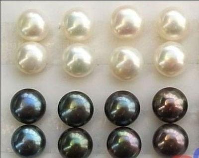 new WHOLESALE luxury 16pcs/8 PAIRS OF 8-9MM tahitian WHITE BLACK PEARL 925 EARRING