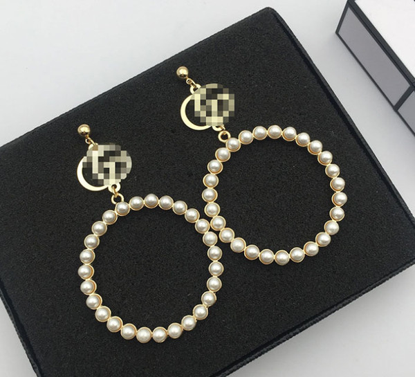 European and American exaggerated letter pearl earring personality lady temperament goddess large circle pendant earrings