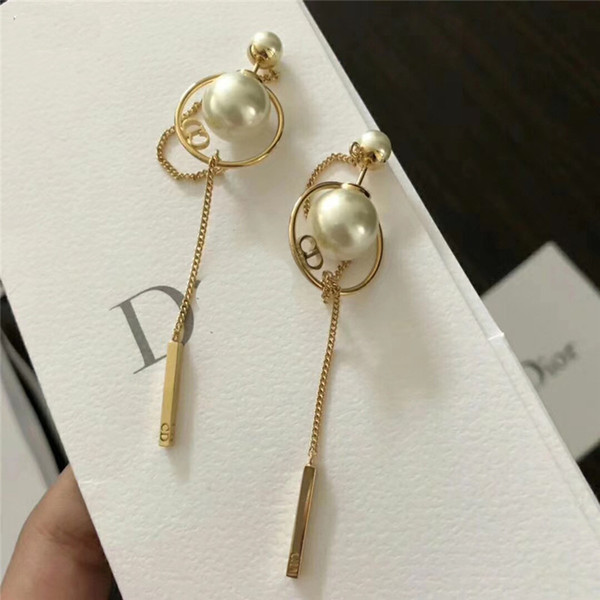 Designer Women Earrings Preal Ball Long Tessal CD Earrings Luxury Party Wear Ear Stud with Jewelry Box New Arrival Big and Small Earring