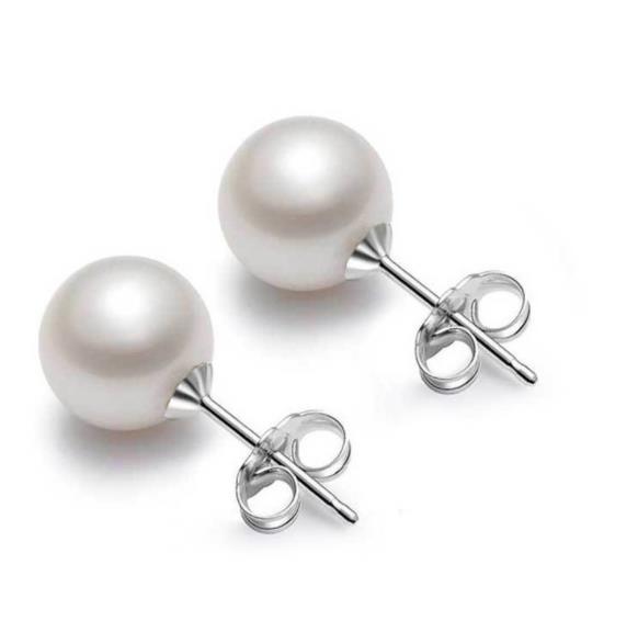 Pearl Earrings Hot Sale White Color 6mm 8mm 100% 925 Silver Natural Pearl Earrings Classic Fashion Pearl Earrings Jewelry For Women