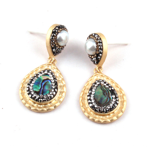 Fashion Square/Drops Pendant Metal Crystal Pave Sea Shell Earring