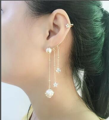 2019 Counter 925 silver needle material plating champagne gold fashion trend asymmetrical single earrings