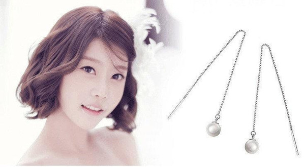 Women Silver Pearl Dangle and Chandelier Stud Earrings Fashion Jewelry Ziyi Zhang Pearl Earrings Free Shipping